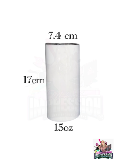 Sublimation 15oz Blank Straight Tumbler w/2 Straws and Rubber Bottom