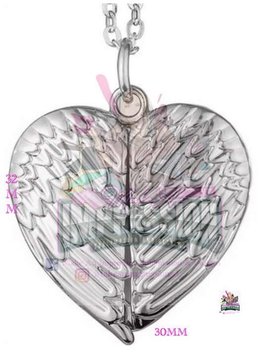 Sublimation Blank Necklace Memorial Heart Wings Locket