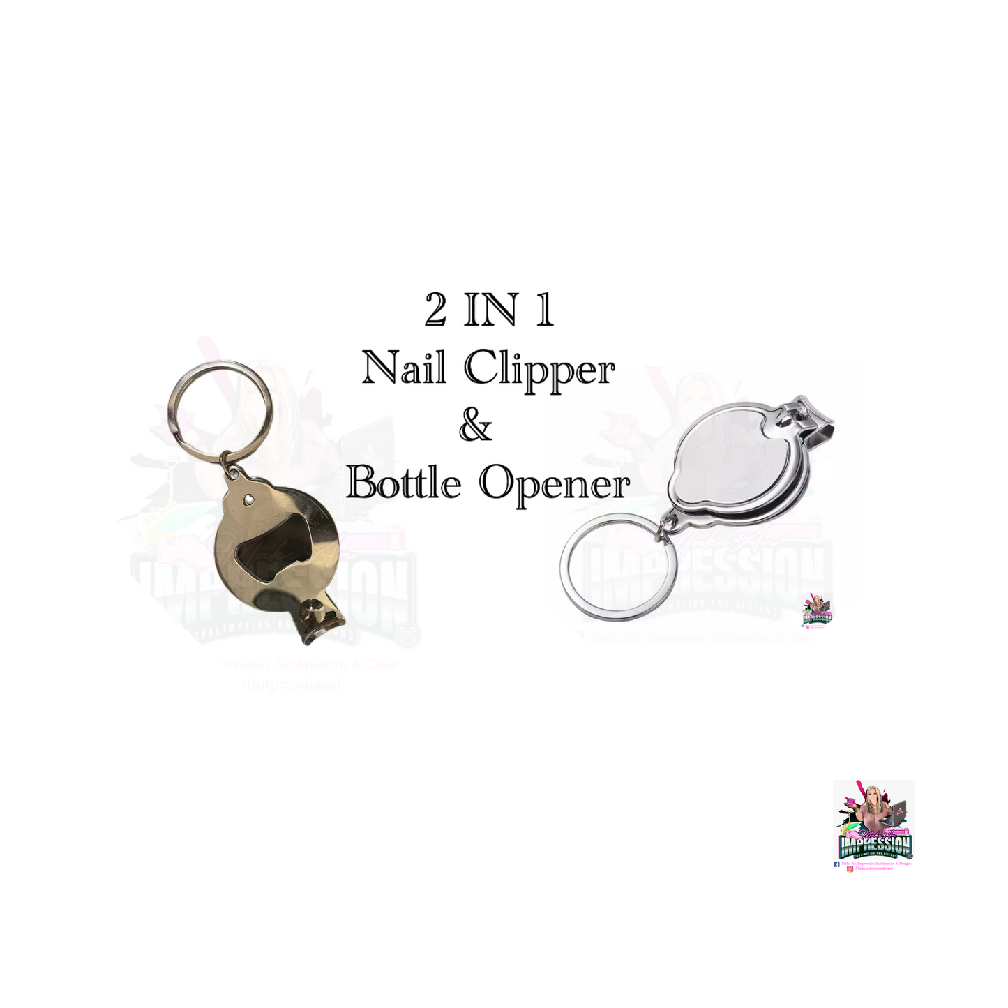 Sublimation Blank Keychain Finger Nail Clipper / Bottle Opener