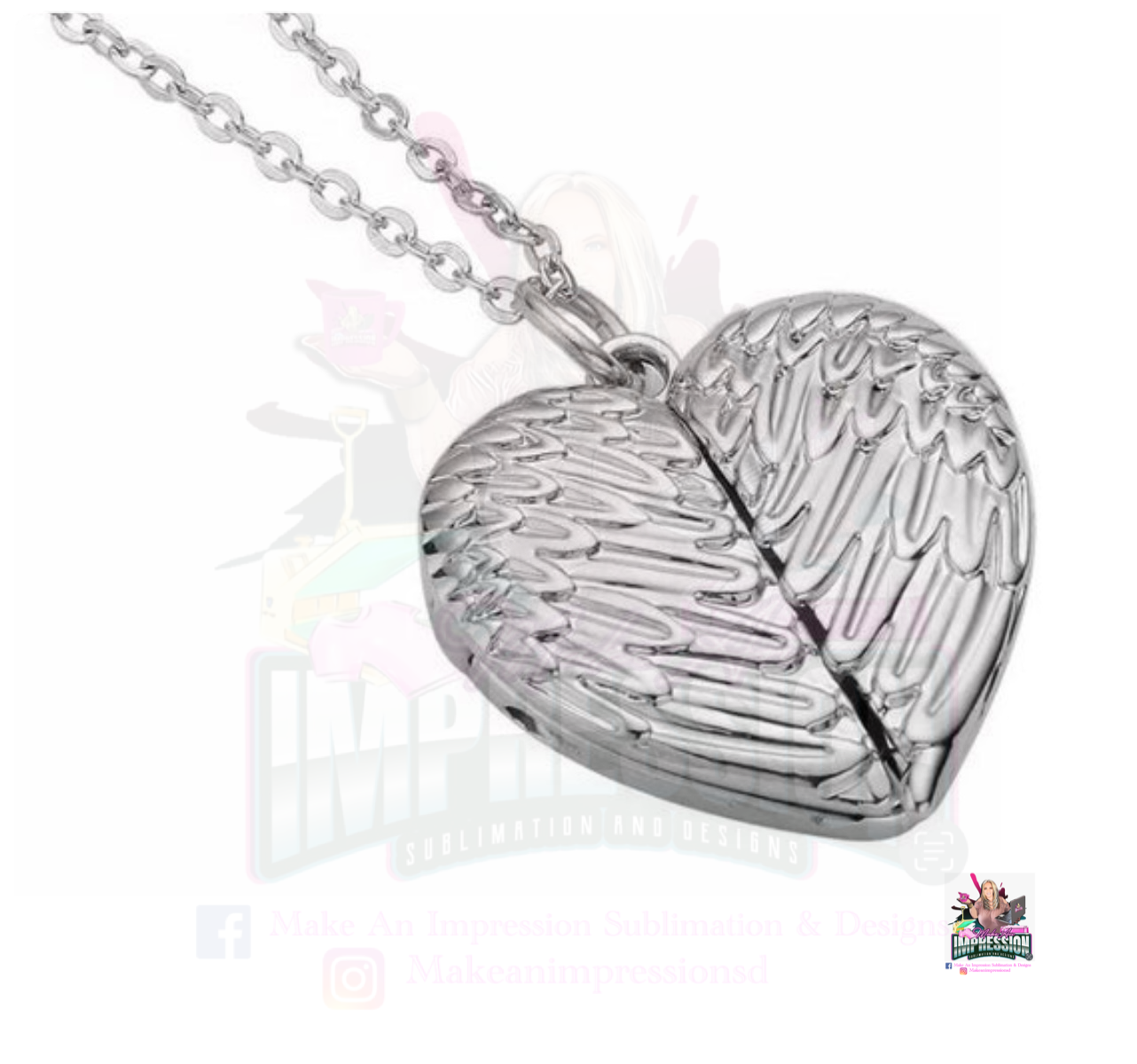 Sublimation Blank Necklace Memorial Heart Wings Locket