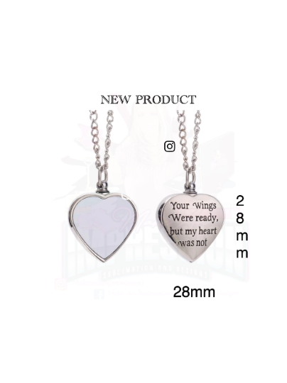 Sublimation Blank Necklace Heart Urn Keepsake W/ Tool