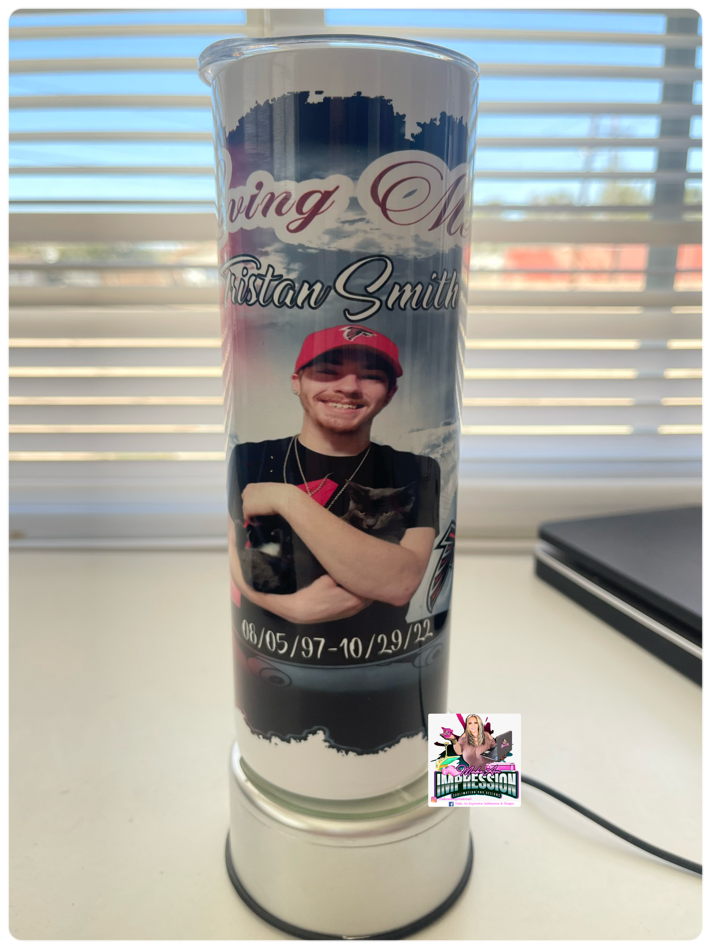 Red/Black 'In Loving Memory"20 oz Straight Tumbler with Straw (Fundraiser item)