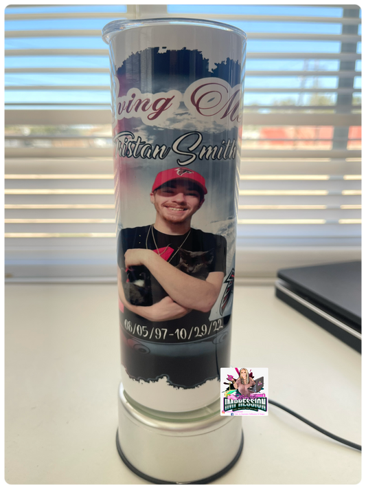 Red/Black 'In Loving Memory"20 oz Straight Tumbler with Straw (Fundraiser item)