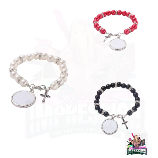 Sublimation Blank 1 Picture Rosery Bracelet w/CZ Diamond accents