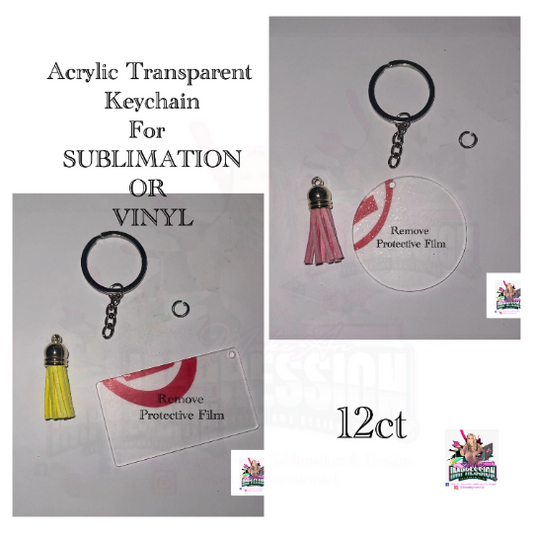 Sublimation or Vinyl Acrylic Transparent Keychain (12ct)