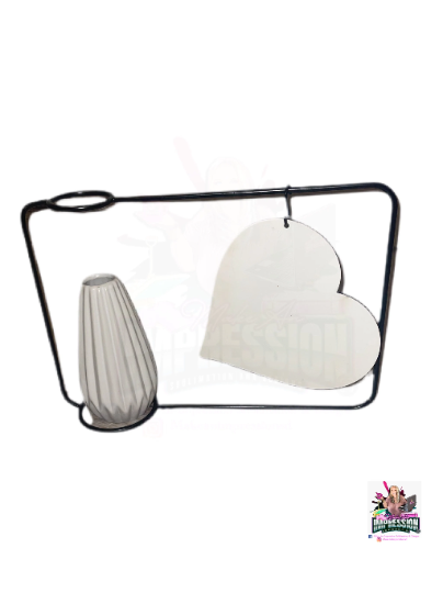 Sublimation Blank MDF Heart Photo Frame with Vase